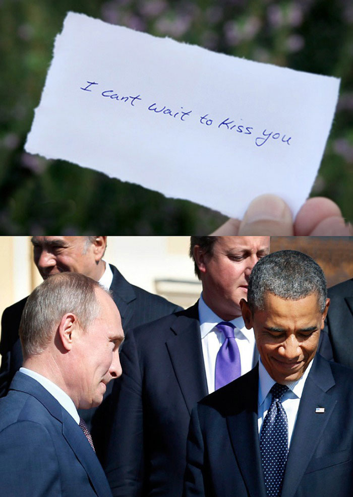 obama, putin, note, lol
