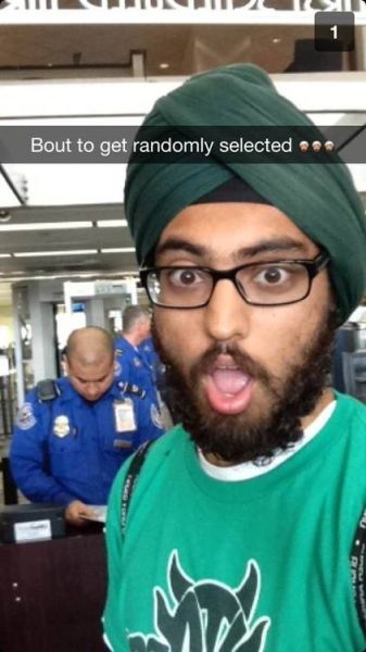 selfie, airport, randomly selected