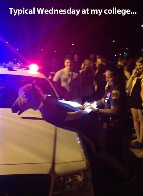 typical wednesday night at college, getting arrested