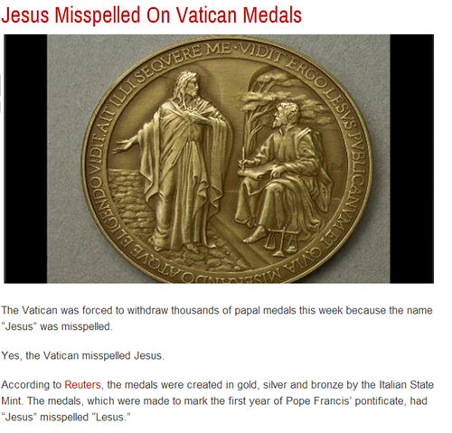 epic fail, vatican, misspelled jesus