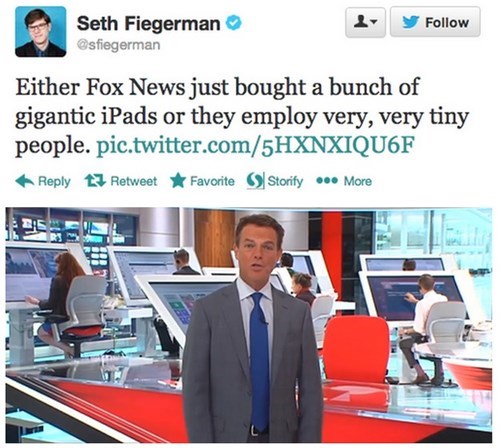 fox news, giant ipads, tiny people, twitter