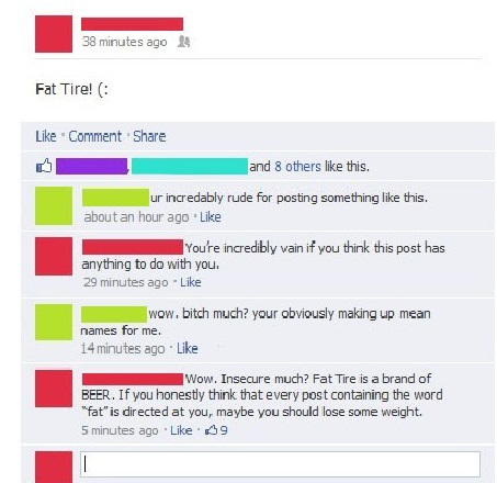 facebook, fat tire, sensitive, lol