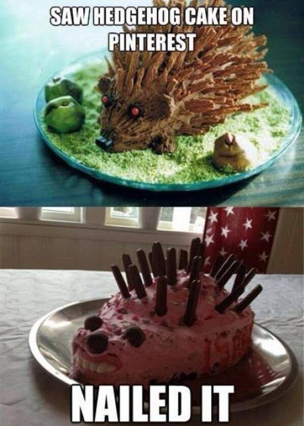 hedgehog cake, nailed it, fail, meme, food