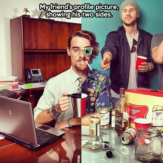 profile picture, two sides of personality