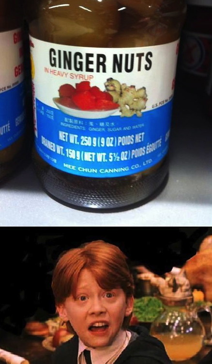 product, ginger nuts, ron, harry potter
