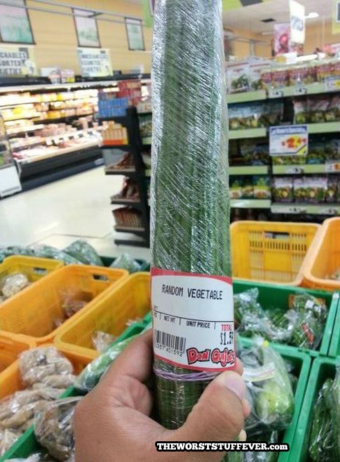 random vegetable, cucumber, grocery store, label fail