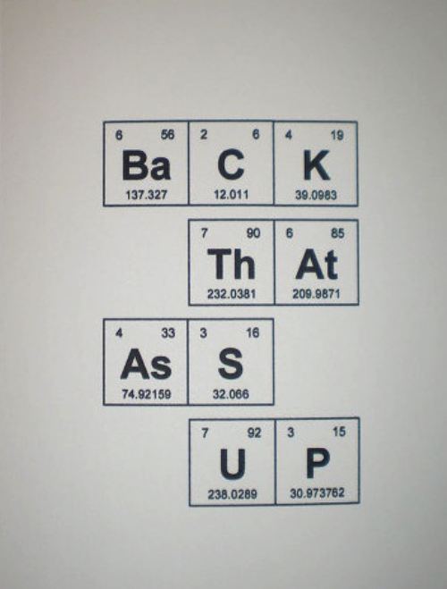 back that ass up, periodic table elements