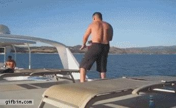 jumping off of a boat, fail, gif