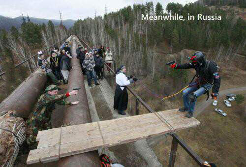meanwhile in russia, bungee jumper, army, gun, nun, wtf