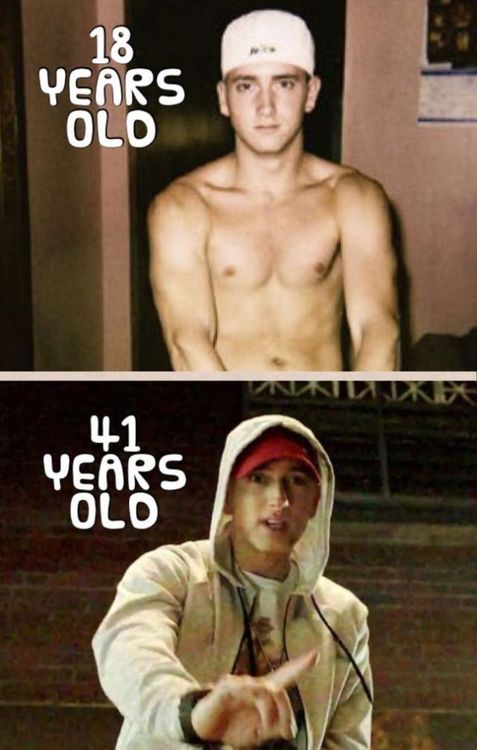 eminem, 18 years old, 41 years old, then and now
