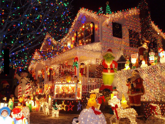 christmas decorations, exaggerated