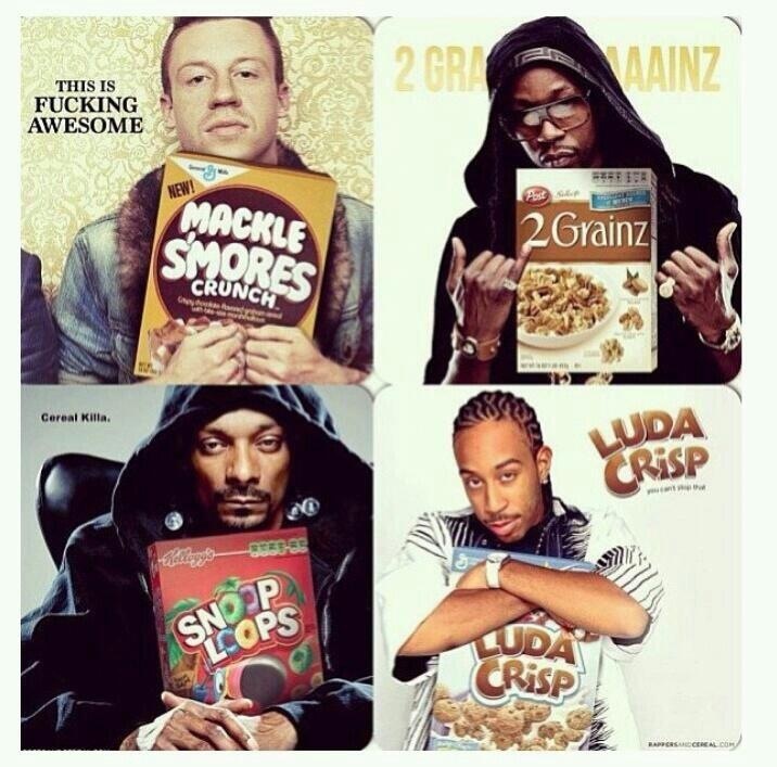 rappers, cereal, mashup, celebrity wordplay