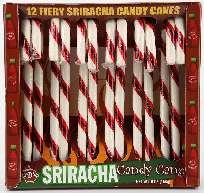 candy canes, troll, fiery sriracha