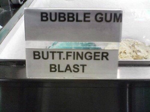 label, ice cream, fail, butt finger blast, lol