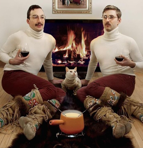 gay men, cat, sweater, matching clothes, wtf