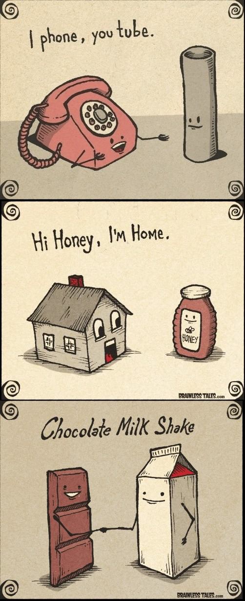 wordplay, illustration, iphone, youtube, hi honey, i'm home, chocolate milk shake