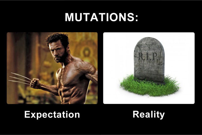 mutations, expectation, reality