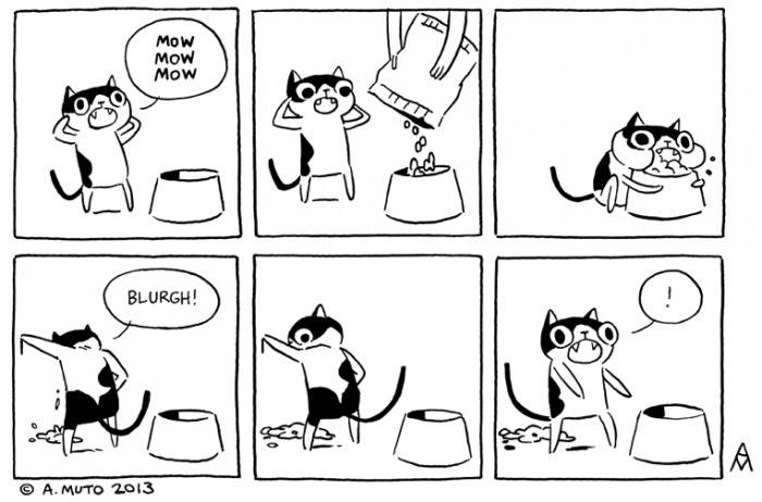 cat, comic, food, vomit