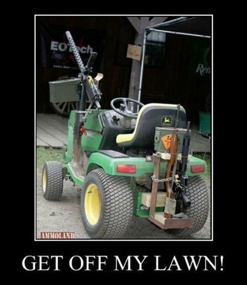 zombie mower, big gun, wtf, tractor, motivation
