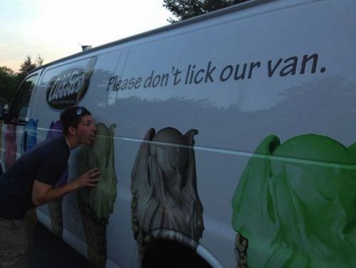 please don't lick our van, ice cream