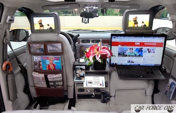 high tech cab, taxi, internet, magazines