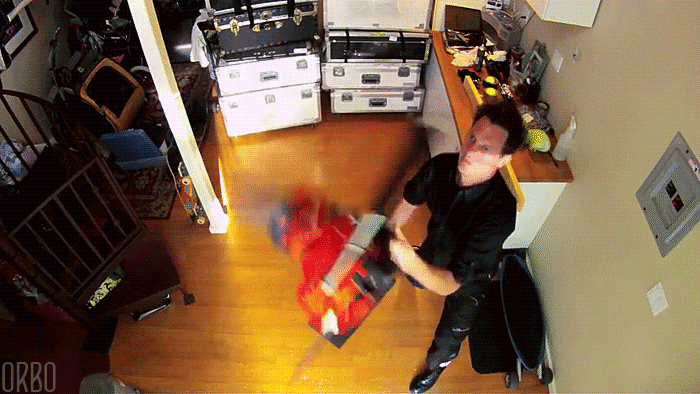perfectly looped gif, juggling chainsaws