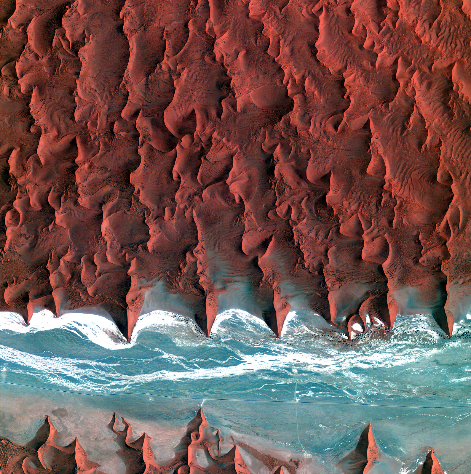 sand seas of the namibia desert, south korea's kompsat-2 satellite