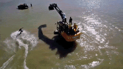 gif, john deer, backhoe, redneck surfing, lol