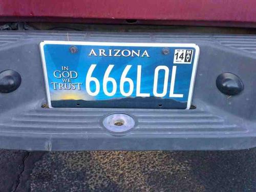 best license plate ever, 666, lol, arizona