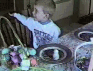 gif, easter surprise, kid, scared, fall, lol