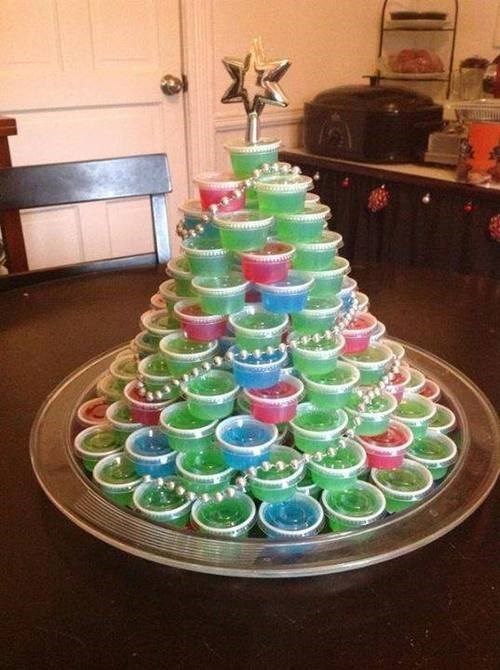 a christmas tree of jello shots