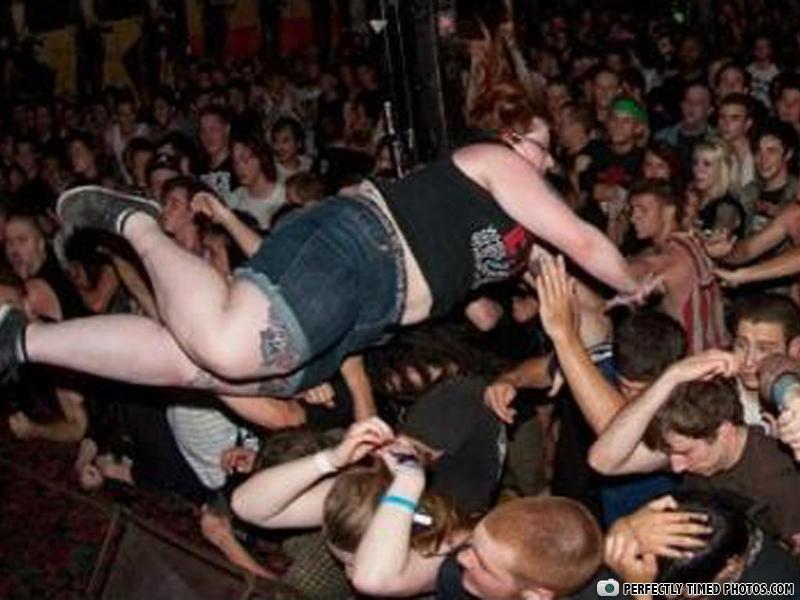 perfectly timed photos, how to fill a hospital in one easy step, heavy set woman crowd jumping