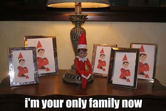 creepy elf, framed pictures, christmas, i'm your only family now