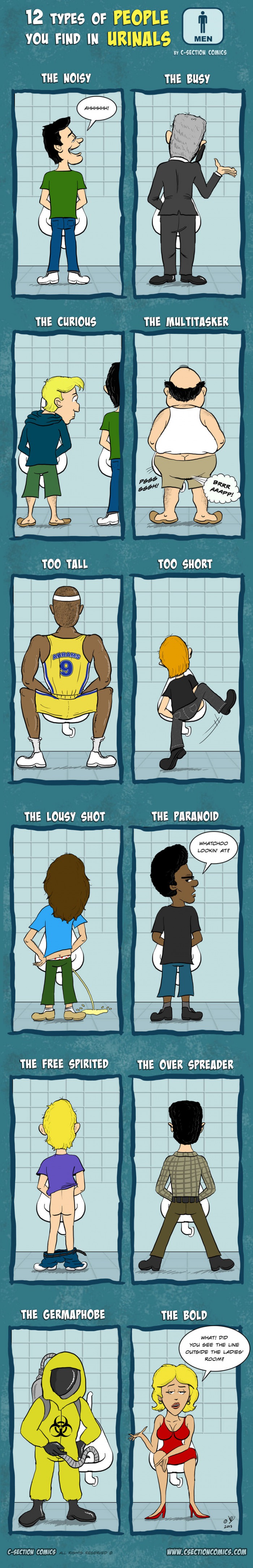 12 types of people you see at the urinal, lol