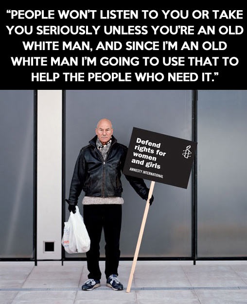 patrick stewart, rights for women and girls
