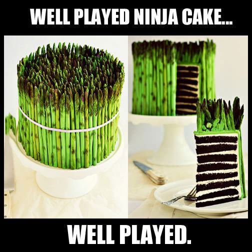 ninja cake, camouflage, vegetables, well played