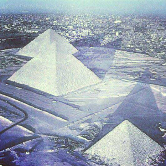 pyramids of egypt covered with snow, first time in 112 years