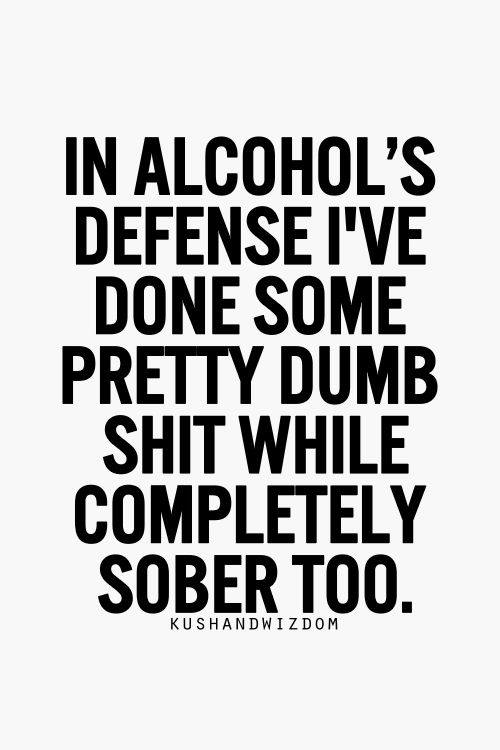 in alcohol's defense i've done some pretty dumb shit while completely sober too