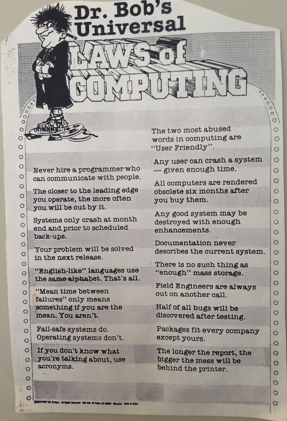 dr bob's univeral laws of computing, lol, geek humour
