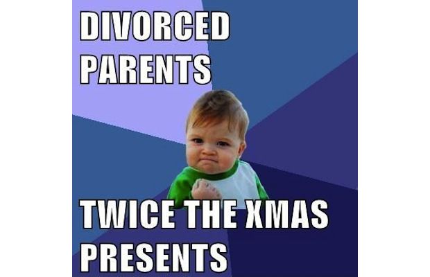 christmas meme, win kid, divorced parents, twice the xmas presents