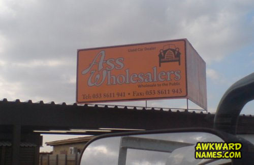 ass wholesalers, billboard, awkward names