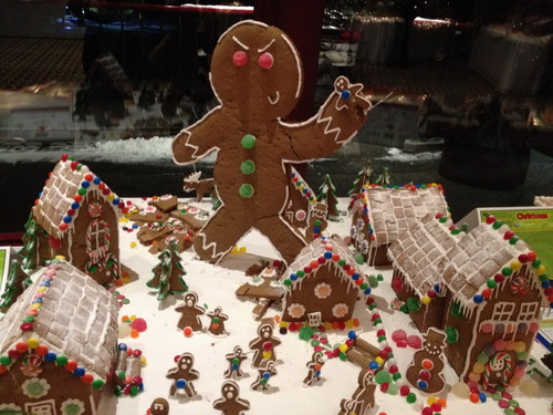 gingerbread village, giant gingerbread monster, win