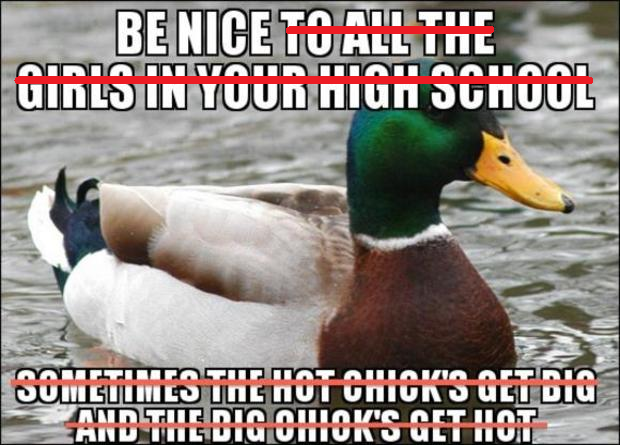 be nice, actual actual advice mallard, meme, life
