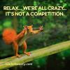 relax... we're all crazy... it's not a competition, squirrel