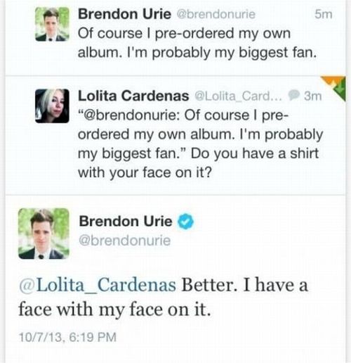 twitter, brendon urie, my own biggest fan