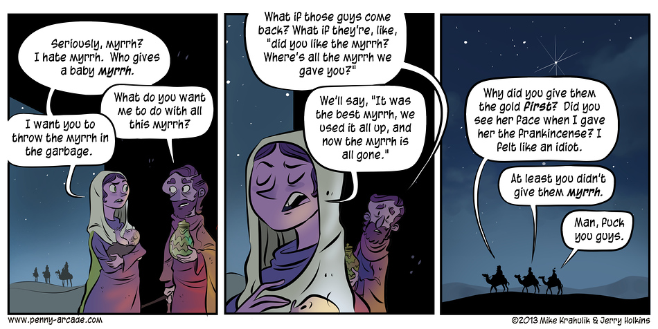 comic, gold, frankincense, myrrh, lol