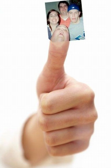 picture, thumb, face, photobomb