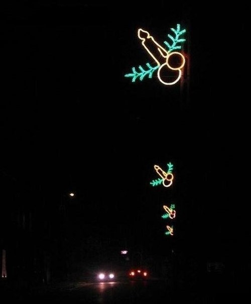 municipal christmas decorations, fail, candle and mistletoe, balls