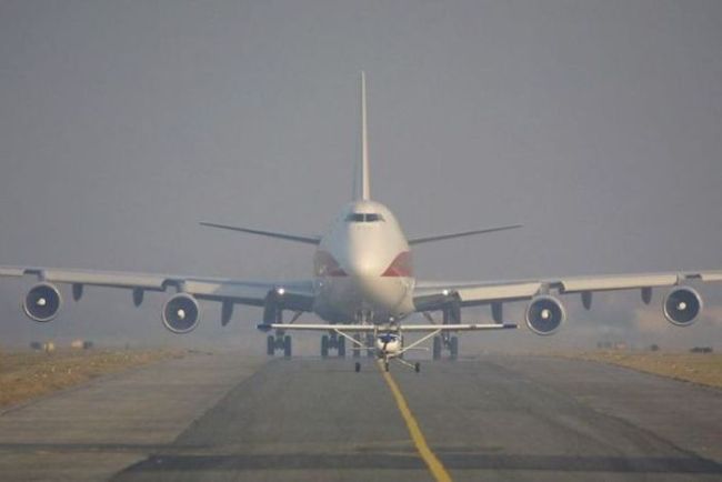 baby plane learning how to fly from it's mother