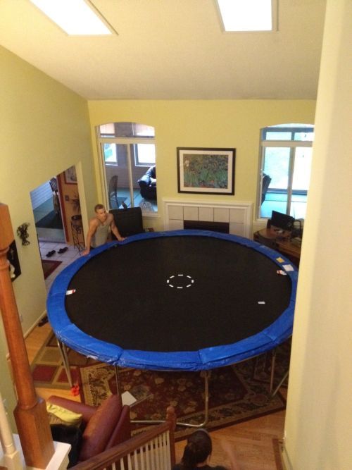 trampoline indoors, living room